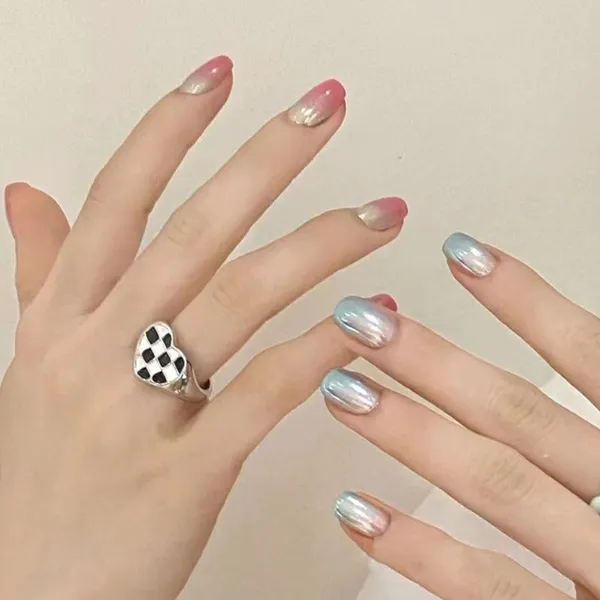 Blue__Nails_With_Glue_&_Manicure_Kit_&_Ombre_Twins_(Set_Of_24)
