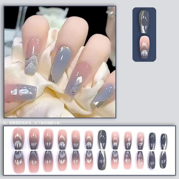 Multicolor_Nails_With_Glue_&_Manicure_Kit_Pebbles__(Set_Of_24)