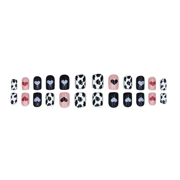 Black_and_White_Nails_With_Glue_&_Manicure_Kit__Moo_Hearts__(Set_Of_24)