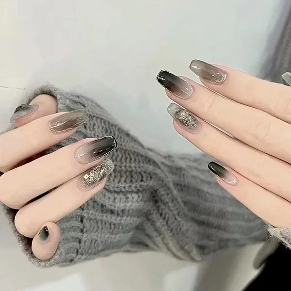 Multicolor__Nails_With_Glue_&_Manicure_Kit_Grey_Color_Comet__(Set_Of_24)