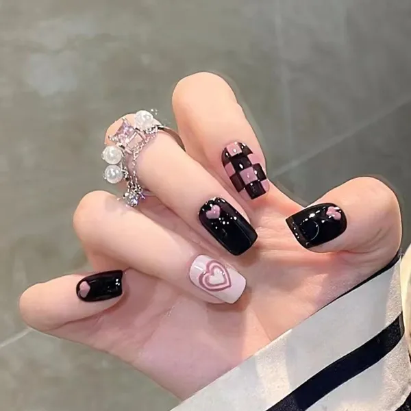 Black__Nails_With_Glue_&_Manicure_Kit_Terracotta_Heart_(Set_Of_24)
