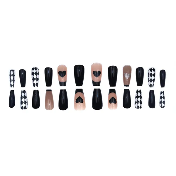 Black_&_White__Nails_With_Glue_&_Manicure_Kit_Chess_Board_(Set_Of_24)
