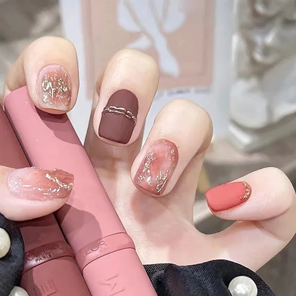 Multicolor_Nails_With_Glue_&_Manicure_Kit_Hazelnut_(Set_Of_24)
