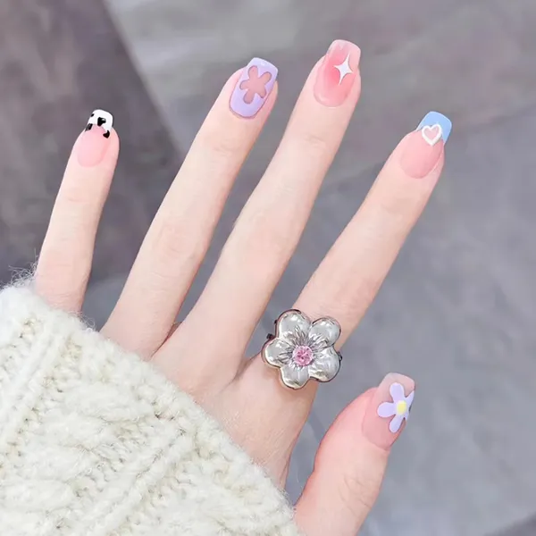 Multicolor_Nails_With_Glue_&_Manicure_Kit_Nude_Pastel_Memory_(Set_Of_24)