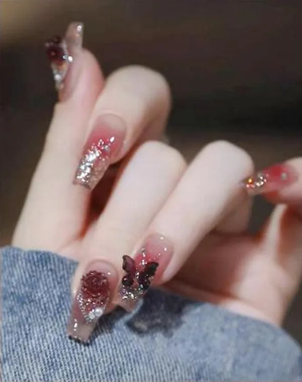 Multicolor__Nails_With_Glue_&_Manicure_Kit_Awesome_Blossom__(Set_Of_24)