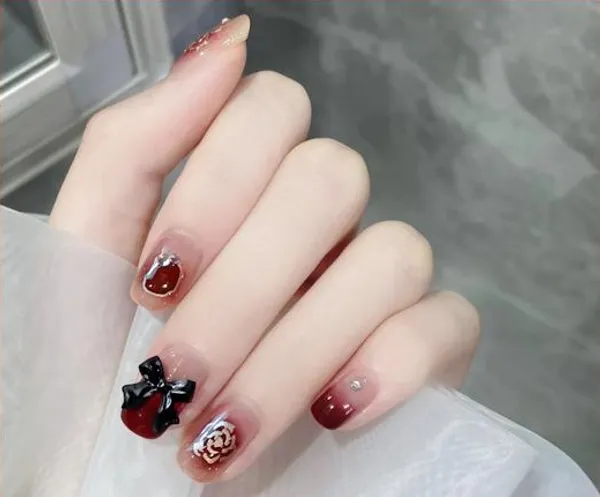Multicolor__Nails_With_Glue_&_Manicure_Kit_Roasie_Bowtie_(Set_Of_24)