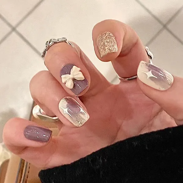 Multicolor__Nails_With_Glue_&_Manicure_Kit_Starry_Night_(Set_Of_24)
