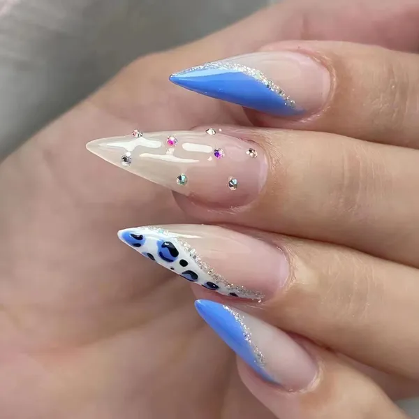 Multicolor__Nails_With_Glue_&_Manicure_Kit_Leo_Stoned_(Set_Of_24)