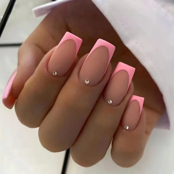 Multicolor__Nails_With_Glue_&_Manicure_Kit_Bomb_French_(Set_Of_24)
