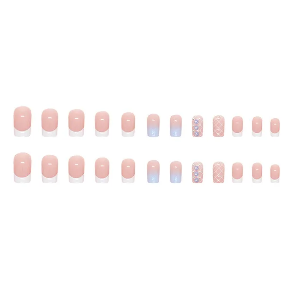 Multicolor__Nails_With_Glue_&_Manicure_Kit_Floral_French_(Set_Of_24)