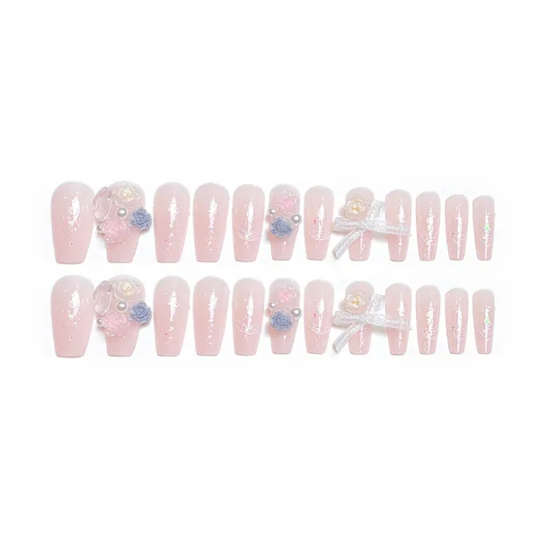 Multicolor_Luxe_Stick_On_Fake_Nails_Artificial_Designer_With_24_Pcs_Jelly_Glue_On_False_Nail_Including_Manicure_Kit_Pastel_Powder