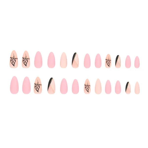 Multicolor__Nails_With_Glue_&_Manicure_Kit_Leafy_Briefly_(Set_Of_24)
