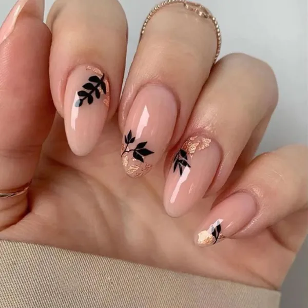 Multicolor__Nails_With_Glue_&_Manicure_Kit_Leafy_Briefly_(Set_Of_24)