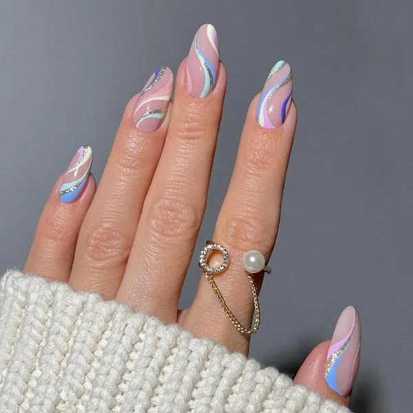 Multicolor__Nails_With_Glue_&_Manicure_Kit_Pastel_Swirls_(Set_Of_24)