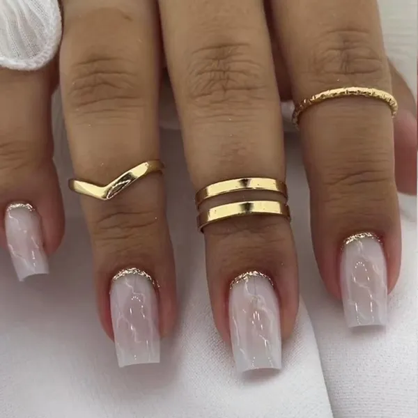Multicolor__Nails_With_Glue_&_Manicure_Kit_Marbello_(Set_Of_24)