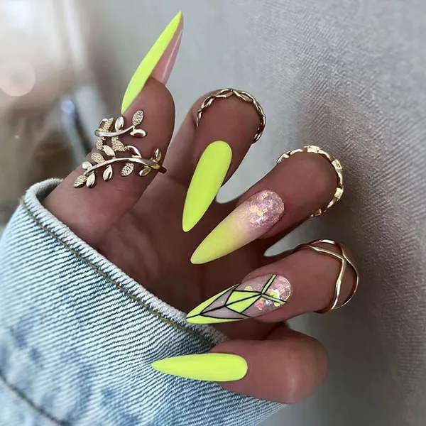 Multicolor__Nails_With_Glue_&_Manicure_Kit_Electric_Lime_(Set_Of_24)