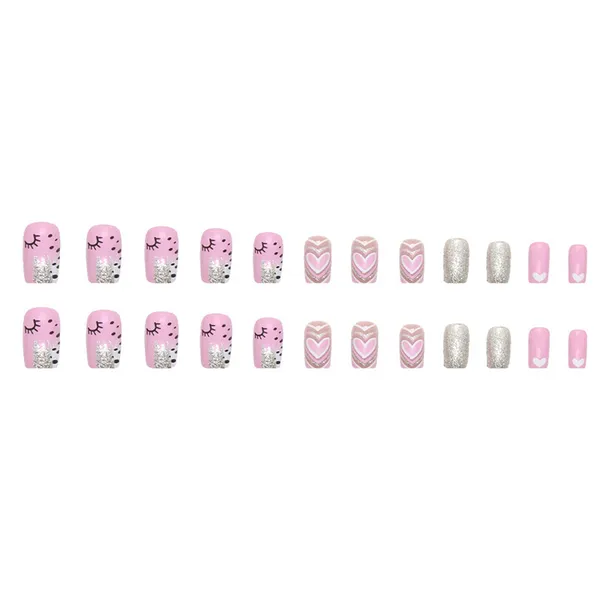 Multicolor__Nails_With_Glue_&_Manicure_Kit_Endless_Love_(Set_Of_24)