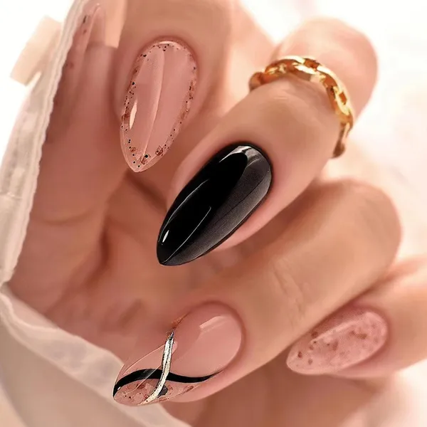 Multicolor__Nails_With_Glue_&_Manicure_Kit_Carbon_Velvet_(Set_Of_24)