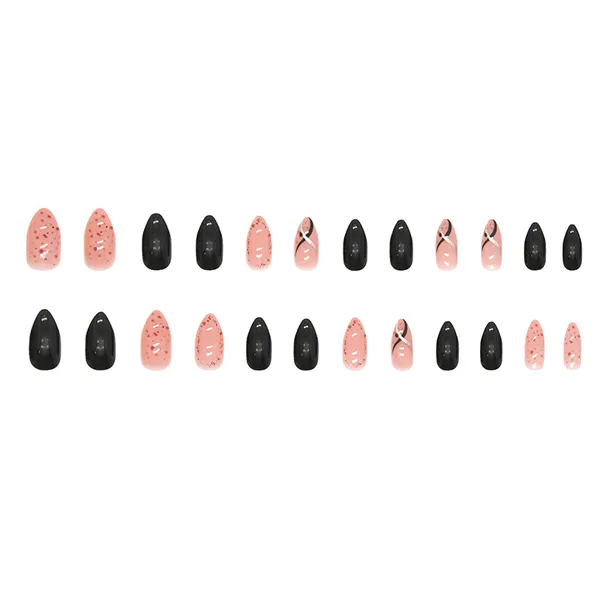 Multicolor__Nails_With_Glue_&_Manicure_Kit_Carbon_Velvet_(Set_Of_24)