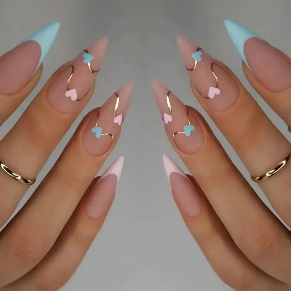 Multicolor__Nails_With_Glue_&_Manicure_Kit_Heart_Maze_(Set_Of_24)