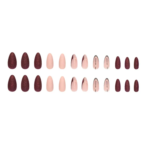 Multicolor__Nails_With_Glue_&_Manicure_Kit_Red_Velvet_(Set_Of_24)