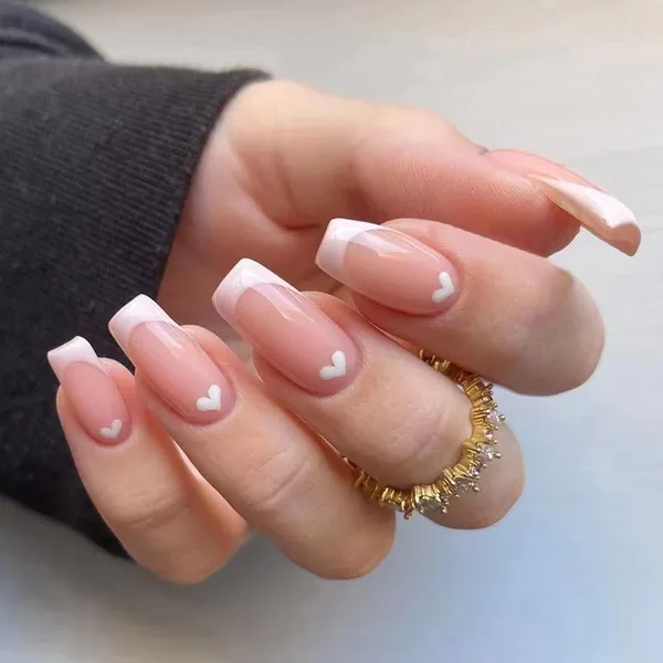 Multicolor__Nails_With_Glue_&_Manicure_Kit_French_Romance_(Set_Of_24)