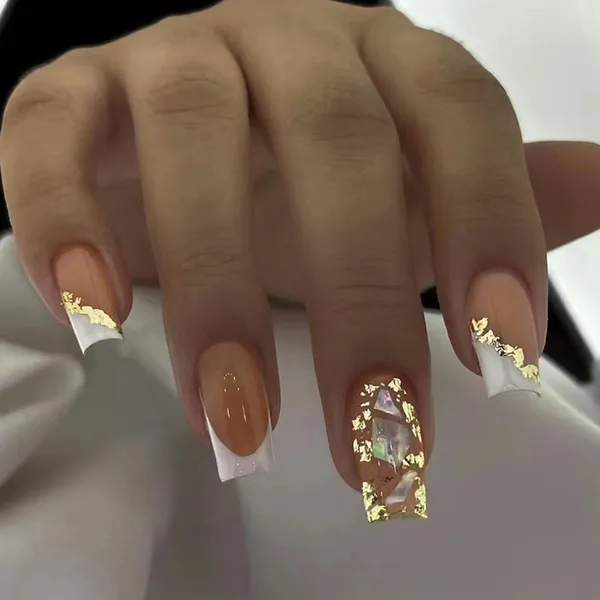 Multicolor__Nails_With_Glue_&_Manicure_Kit_Flaky_French_(Set_Of_24)