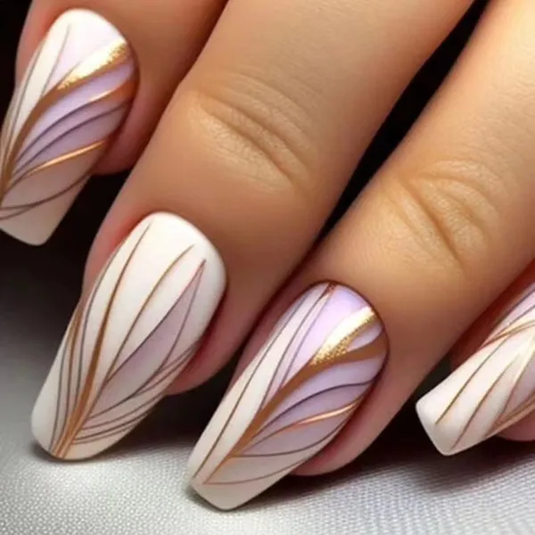 Multicolor__Nails_With_Glue_&_Manicure_Kit_Leafy_Elegance_(Set_Of_24)