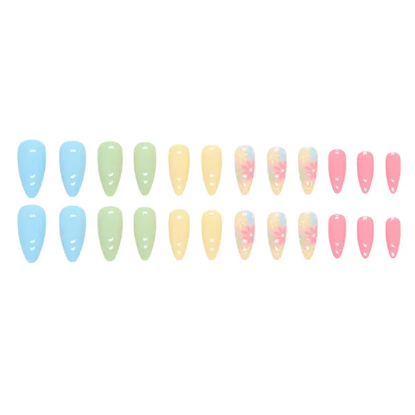 Multicolor__Nails_With_Glue_&_Manicure_Kit_Magical_Sunshine_(Set_Of_24)