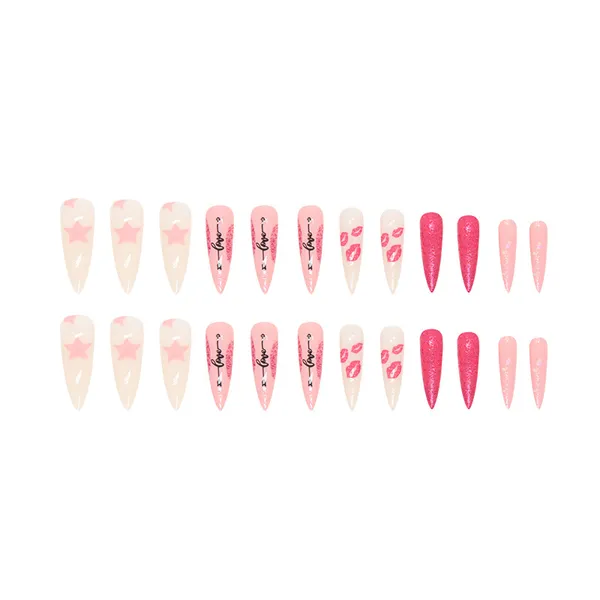 Multicolor__Nails_With_Glue_&_Manicure_Kit_Pout_Perfection_(Set_Of_24)