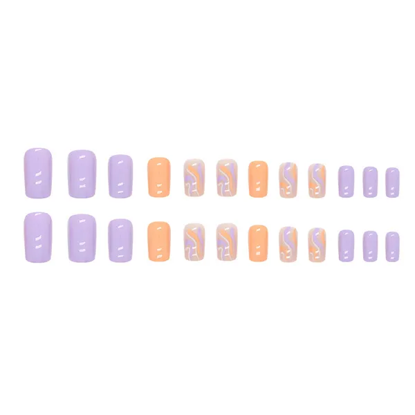 Multicolor__Nails_With_Glue_&_Manicure_Kit_Peach_Magic_(Set_Of_24)