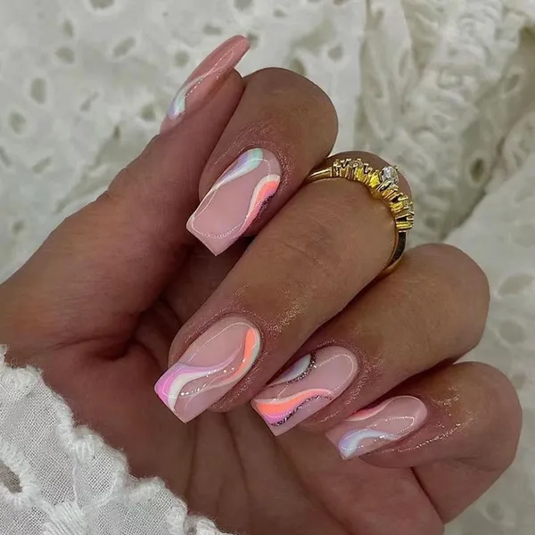 Multicolor_Nails_With_Glue_&_Manicure_Kit_Sparkle_Smoothie__(Set_Of_24)