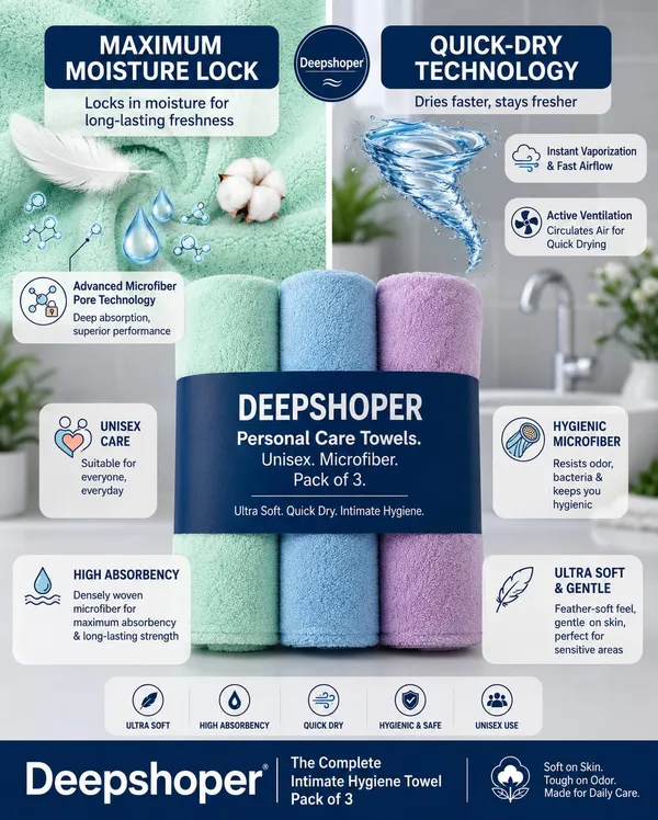 DEEPSHOPER_UNISEX_MICROFIBER_INTIMATE_HYGINE_TOWEI_FOR_MEN_&_WOMEN_ULTRA_SOFT_QUICK_DRY_PERSONAL_CARE_TOWEL