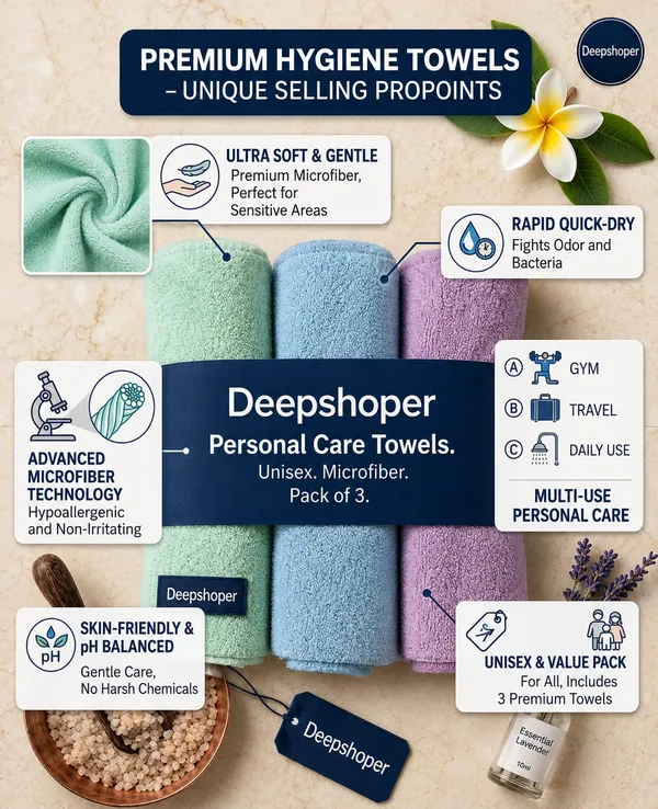DEEPSHOPER_UNISEX_MICROFIBER_INTIMATE_HYGINE_TOWEI_FOR_MEN_&_WOMEN_ULTRA_SOFT_QUICK_DRY_PERSONAL_CARE_TOWEL
