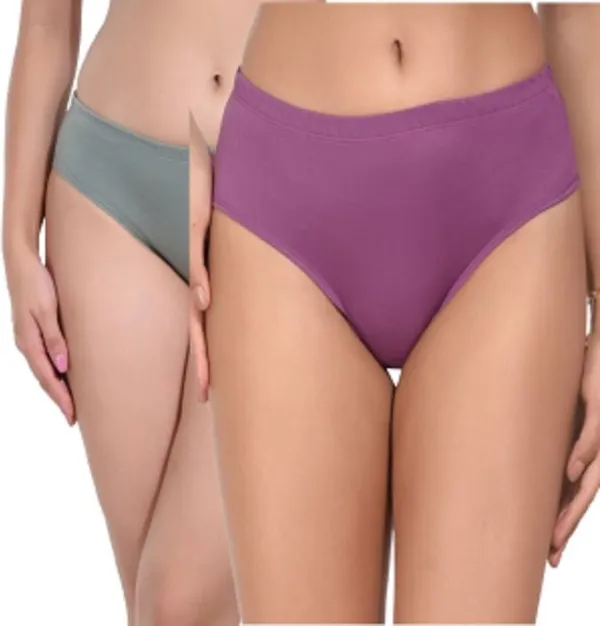 Pack_Of_2,_Purple_Light_Green_Solid_Pure_Cotton_Hipster_For_Women