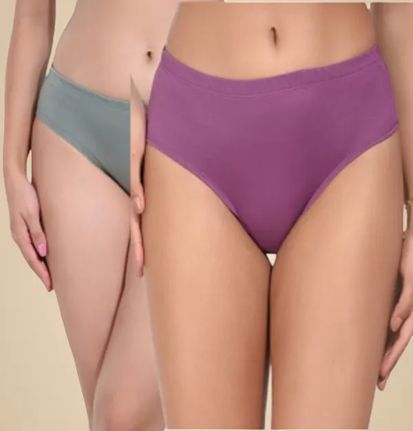Pack_Of_2,_Purple_Light_Green_Solid_Pure_Cotton_Hipster_For_Women