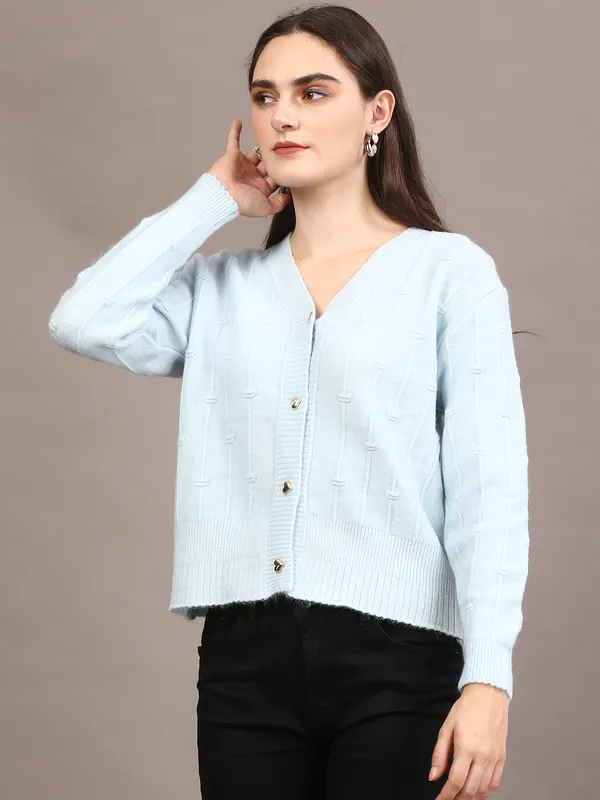 Sky_Blue_Woolen_Korean_Styled_Shrug_For_Women