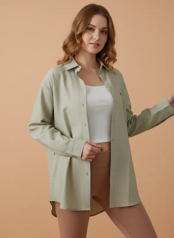 Light_Green_Cotton_Linen_Long_Shirt__For_Women
