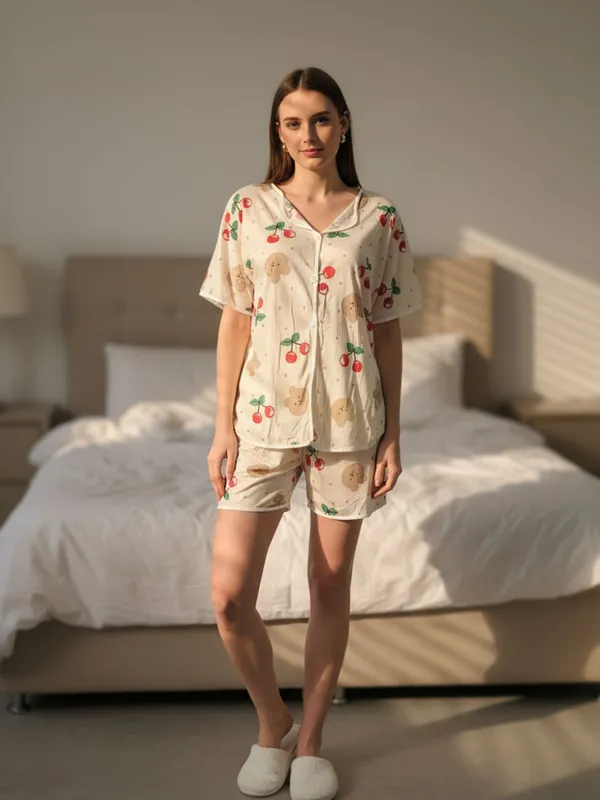 Cream_Cotton_Printed_Night_suit_for_women