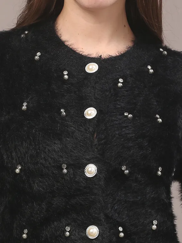Black_Fur_Styled_Cardigan_For_Women