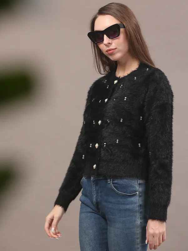Black_Fur_Styled_Cardigan_For_Women