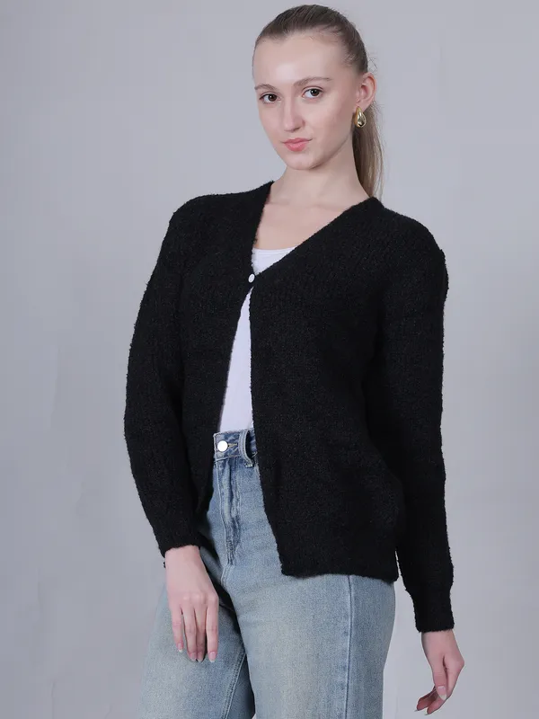 Black_Woolen_Open_Front_Shrug_For_Women