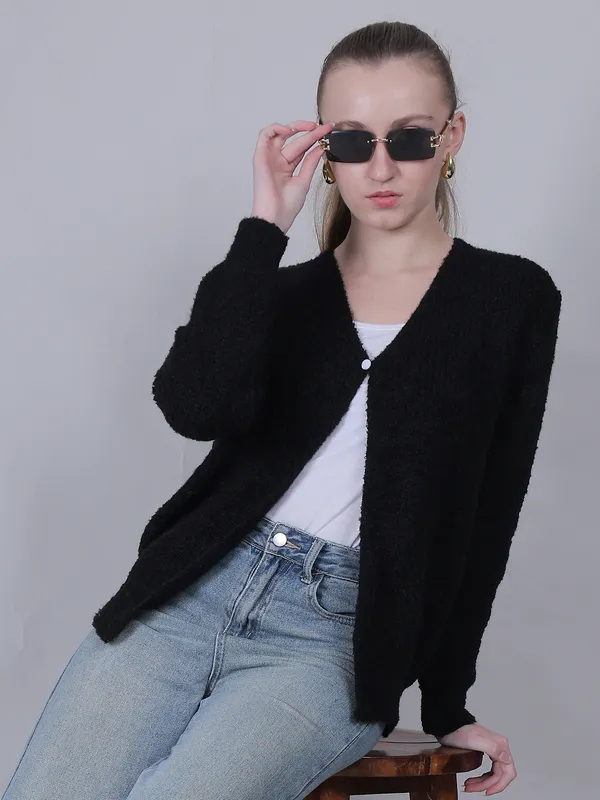 Black_Woolen_Open_Front_Shrug_For_Women
