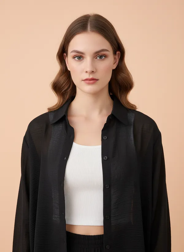 Black_Self_Designed_Korean_Styled_Shirt_Top_For_Women