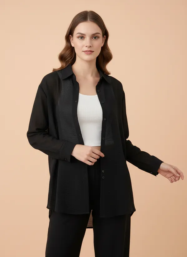 Black_Self_Designed_Korean_Styled_Shirt_Top_For_Women