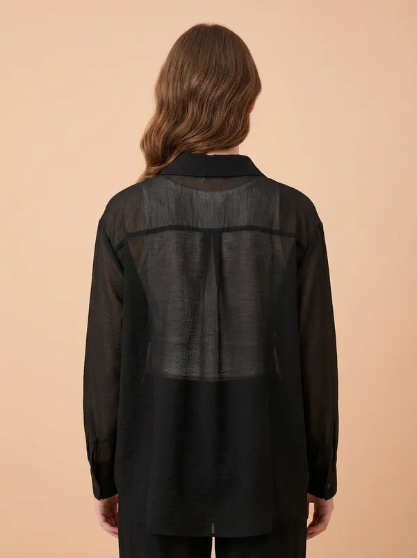 Black_Self_Designed_Korean_Styled_Shirt_Top_For_Women