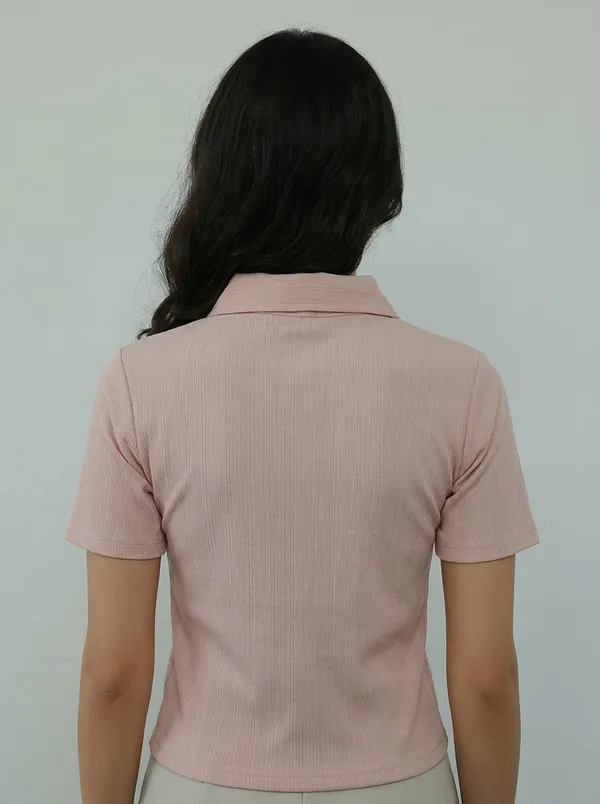 Pink_Knitted_Collar_Styled_Tee_For_Women