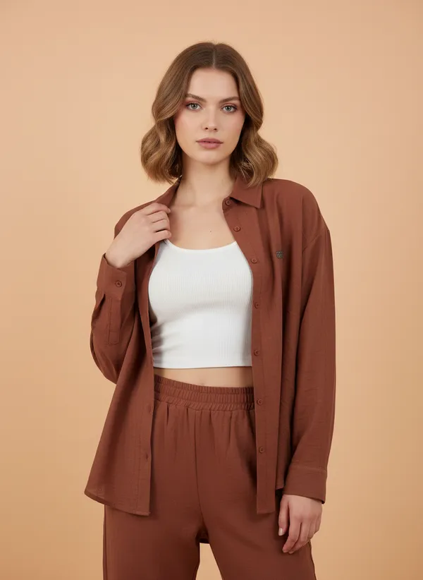 Rust_Cotton_Linen_Long_Shirt__For_Women
