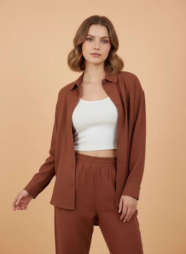 Rust_Cotton_Linen_Long_Shirt__For_Women