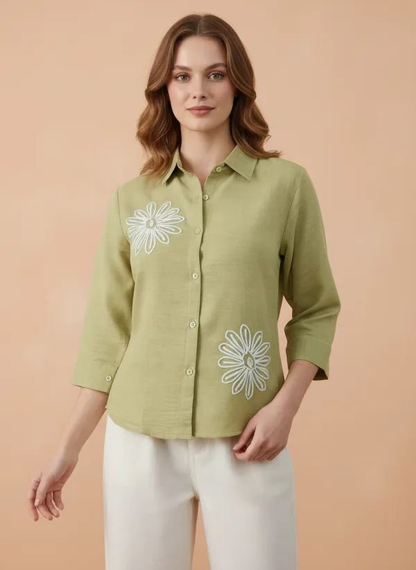 Pastel_Green_Cotton_Korean_Trend_Shirt_Style_Top_For_Women